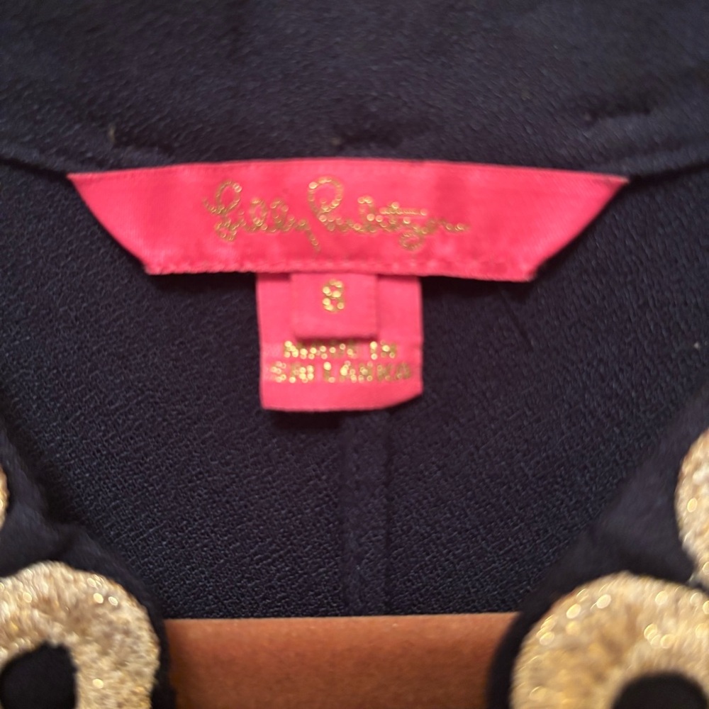 Women’s Lilly Pulitzer navy with gold trim front zip dress. - Picture 4 of 6